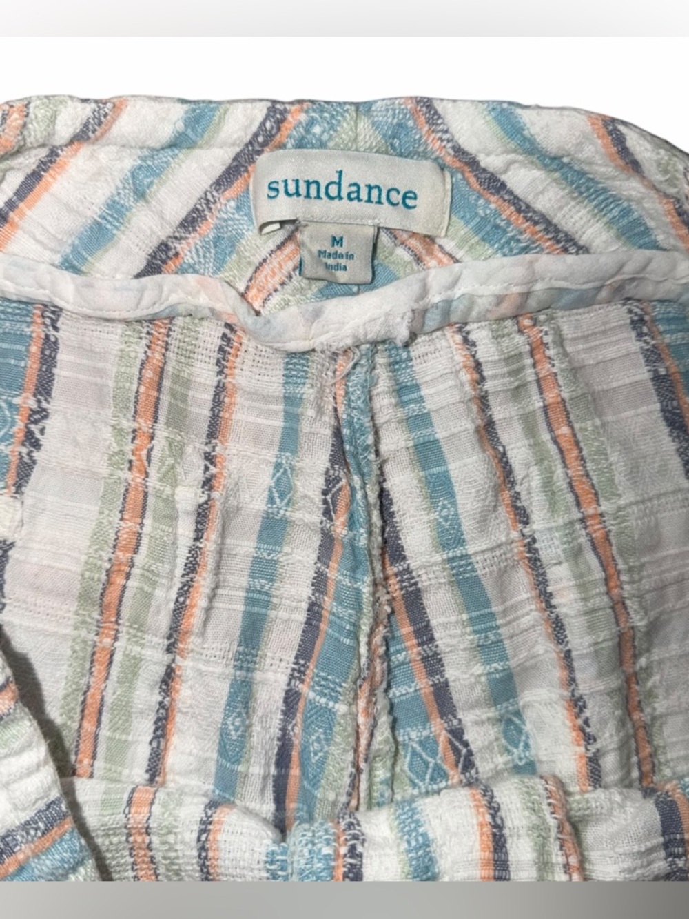Sundance Gigi Textured Cotton Boho Pants Coastal Resort Stripe Women M - Picture 5 of 8